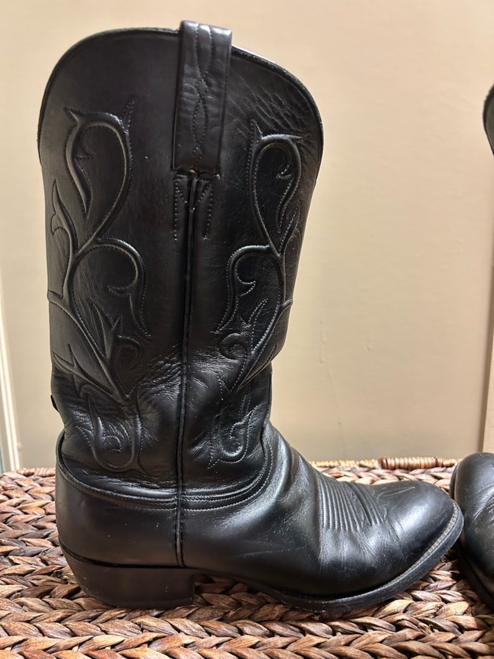 Lucchese Black Leather Western Boots